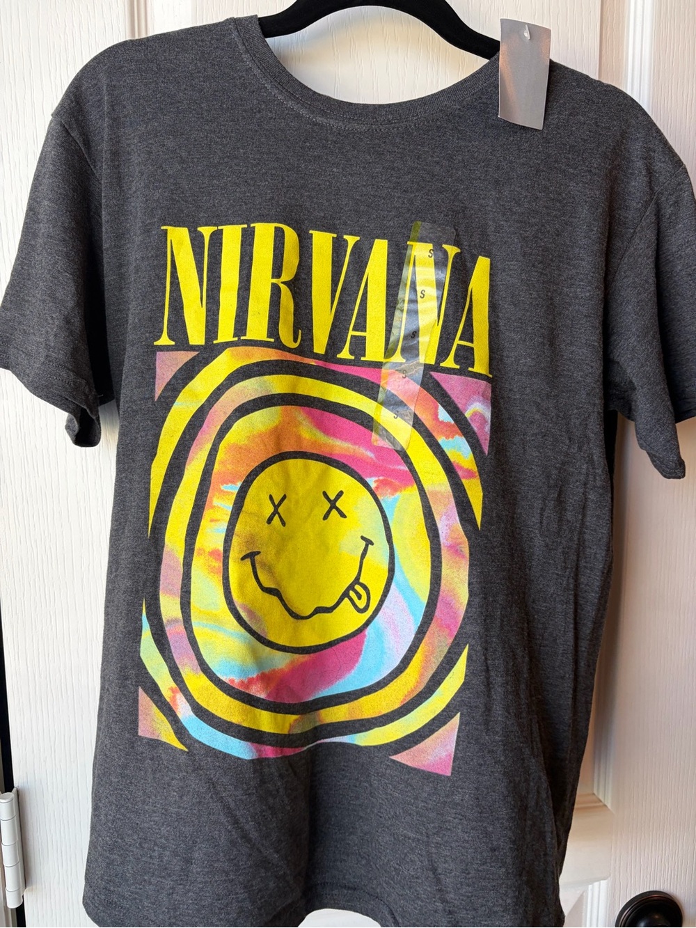 NIRVANA Charcoal Tee with Faded White Logo